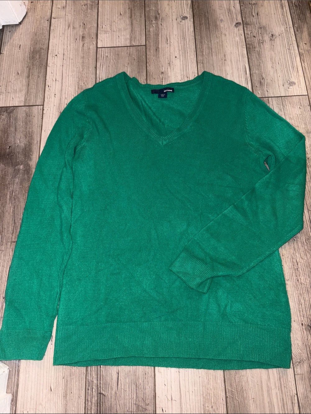 basic eductions V-Neck Sweater m - Emerald Green
